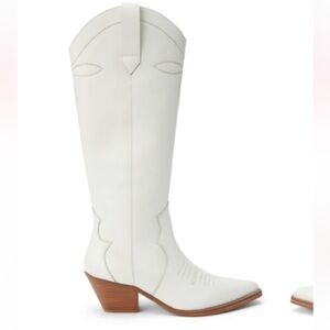 White Allegra Leather Cowboy Boots